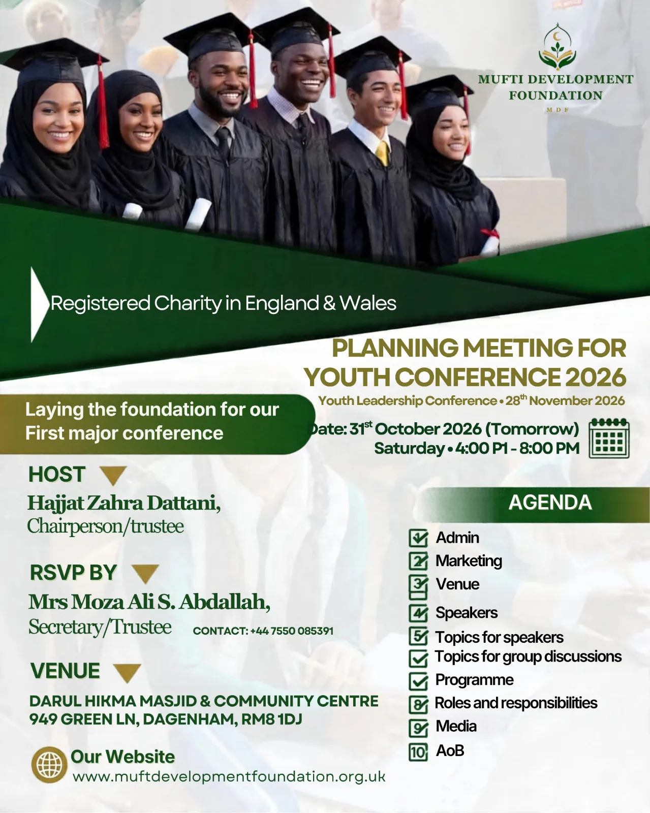 Poster for Muft development foundation 31th October planning meeting